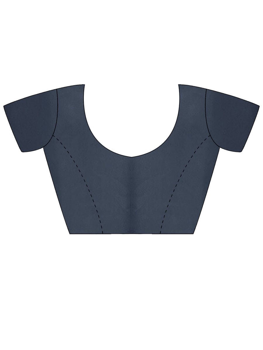 Women Tissue Navy Blue Embroidered Saree with Unstitched Blouse