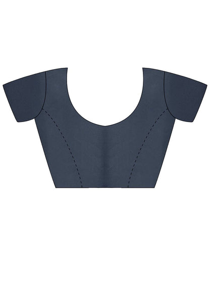 Women Tissue Navy Blue Embroidered Saree with Unstitched Blouse